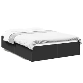 Black engineered wood bed frame 140x200 cm by vidaXL, Beds and slatted bases - Ref: Foro24-3281015, Price: 128,43 €, Discount: %