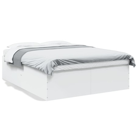 White engineered wood bed frame 150x200 cm by vidaXL, Beds and slatted bases - Ref: Foro24-3280916, Price: 152,99 €, Discount: %