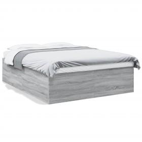 Estructura de cama madera de ingeniería gris Sonoma 150x200 cm de vidaXL, Camas y somieres - Ref: Foro24-3280921, Precio: 152...