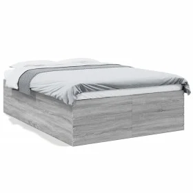 Sonoma gray engineered wood bed frame 140x200 cm by vidaXL, Beds and slatted bases - Ref: Foro24-3280928, Price: 146,18 €, Di...