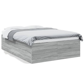 Sonoma gray engineered wood bed frame 140x190 cm by vidaXL, Beds and slatted bases - Ref: Foro24-3280942, Price: 149,76 €, Di...