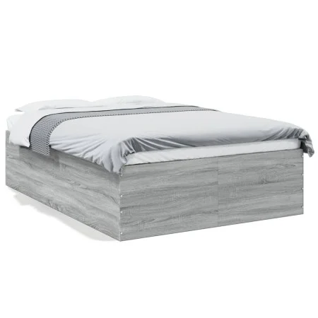 Sonoma gray engineered wood bed frame 140x190 cm by vidaXL, Beds and slatted bases - Ref: Foro24-3280942, Price: 147,95 €, Di...