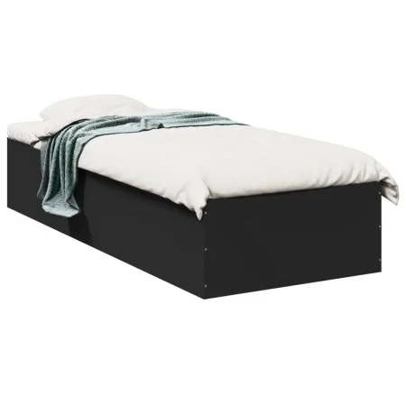 Black engineered wood bed frame 90x200 cm by vidaXL, Beds and slatted bases - Ref: Foro24-3281057, Price: 94,99 €, Discount: %