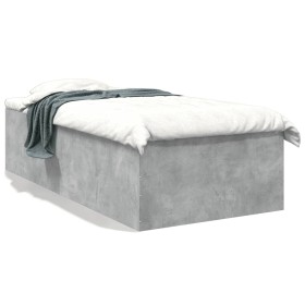 Concrete gray engineered wood bed frame 90x190 cm by vidaXL, Beds and slatted bases - Ref: Foro24-3280975, Price: 107,30 €, D...