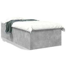 Concrete gray engineered wood bed frame 90x190 cm by vidaXL, Beds and slatted bases - Ref: Foro24-3280975, Price: 106,03 €, D...