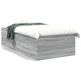 Sonoma gray engineered wood bed frame 90x190 cm by vidaXL, Beds and slatted bases - Ref: Foro24-3280977, Price: 108,51 €, Dis...