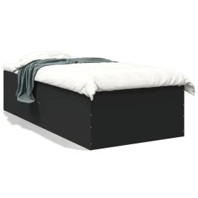 Black engineered wood bed frame 75x190 cm by vidaXL, Beds and slatted bases - Ref: Foro24-3280980, Price: 102,73 €, Discount: %