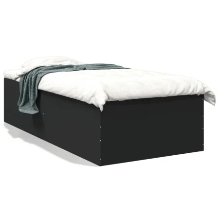 Black engineered wood bed frame 75x190 cm by vidaXL, Beds and slatted bases - Ref: Foro24-3280980, Price: 102,73 €, Discount: %