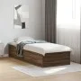 Oak brown engineered wood bed frame 100x200 cm by vidaXL, Beds and slatted bases - Ref: Foro24-3281055, Price: 98,66 €, Disco...