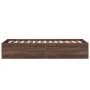 Oak brown engineered wood bed frame 100x200 cm by vidaXL, Beds and slatted bases - Ref: Foro24-3281055, Price: 98,66 €, Disco...