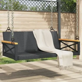 Black synthetic rattan swing bench 109x62x40 cm by vidaXL, garden benches - Ref: Foro24-368152, Price: 101,04 €, Discount: %