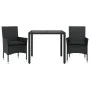 Set comedor jardín 3 pzas cojines ratán sintético vidrio negro by vidaXL, Garden sets - Ref: Foro24-3278543, Price: 228,48 €,...