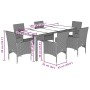 Set comedor jardín 7 pzas cojines ratán sintético vidrio negro by vidaXL, Garden sets - Ref: Foro24-3278541, Price: 526,22 €,...