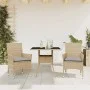 Set comedor jardín 3 pzas cojines ratán sintético vidrio beige de vidaXL, Conjuntos de jardín - Ref: Foro24-3278607, Precio: ...
