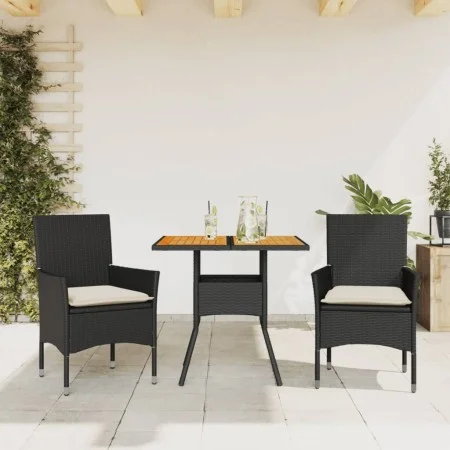 3-piece garden dining set with black acacia PE rattan cushions by vidaXL, Garden sets - Ref: Foro24-3278709, Price: 219,71 €,...