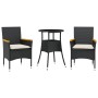 Garten-Essgruppe, 3-teilig, mit Kissen aus schwarzem Glas und synthetischem Rattan von vidaXL, Gartensets - Ref: Foro24-32787...