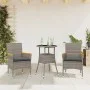 Garden dining set 3 pieces and gray glass synthetic rattan cushions by vidaXL, Garden sets - Ref: Foro24-3278723, Price: 197,...