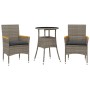 Garten-Essgruppe, 3-teilig, mit Kissen aus synthetischem Rattan aus grauem Glas von vidaXL, Gartensets - Ref: Foro24-3278723,...