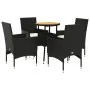 Garten-Essgruppe, 5-teilig, mit PE-Rattan-Akazie-Schwarzkissen. von vidaXL, Gartensets - Ref: Foro24-3278728, Preis: 291,48 €...