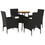 Set de comedor jardín 5 pzas con cojines ratán PE acacia negro by vidaXL, Garden sets - Ref: Foro24-3278728, Price: 282,10 €,...