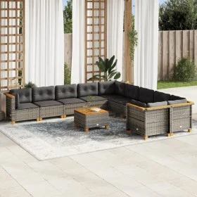 Set de sofás de jardín 11 pzas y cojines ratán sintético gris by vidaXL, Garden sets - Ref: Foro24-3262050, Price: 861,02 €, ...