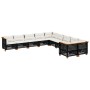 Gartensofa-Set 10-teilig mit schwarzen synthetischen Rattankissen von vidaXL, Gartensets - Ref: Foro24-3262046, Preis: 725,47...
