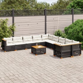 11-piece garden sofa set and black synthetic rattan cushions by vidaXL, Garden sets - Ref: Foro24-3262052, Price: 786,09 €, D...