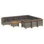 Set de sofás de jardín 11 pzas y cojines ratán sintético gris de vidaXL, Conjuntos de jardín - Ref: Foro24-3262038, Precio: 8...