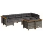 Gartensofa-Set, 10-teilig, mit grauen Polstern aus synthetischem Rattan von vidaXL, Gartensets - Ref: Foro24-3261996, Preis: ...