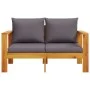 2-Sitzer-Gartensofa mit Kissen aus massivem Akazienholz von vidaXL, Modulare Sofas für den Außenbereich - Ref: Foro24-367629,...
