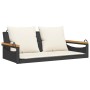 Schaukelbank mit schwarzen synthetischen Rattankissen 109x62x40 cm von vidaXL, Gartenbänke - Ref: Foro24-368146, Preis: 106,2...