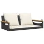 Schaukelbank mit schwarzen synthetischen Rattankissen 109x62x40 cm von vidaXL, Gartenbänke - Ref: Foro24-368146, Preis: 121,5...