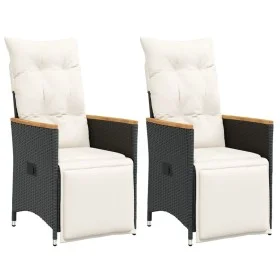Garden recliners cushions 2 pcs black synthetic rattan by vidaXL, Garden chairs - Ref: Foro24-365671, Price: 229,62 €, Discou...