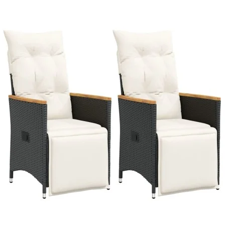 Sillones reclinable jardín cojines 2 uds ratán sintético negro de vidaXL, Sillas de jardín - Ref: Foro24-365671, Precio: 229,...