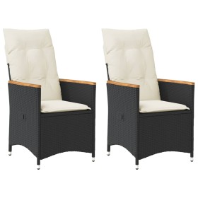 Sillones reclinable jardín cojines 2 uds ratán sintético negro de vidaXL, Sillas de jardín - Ref: Foro24-365650, Precio: 202,...