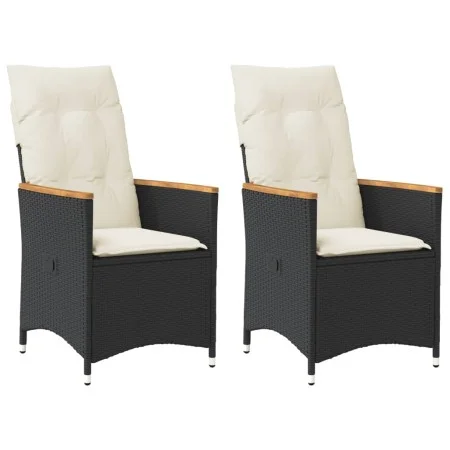 Garden recliners cushions 2 pcs black synthetic rattan by vidaXL, Garden chairs - Ref: Foro24-365650, Price: 206,23 €, Discou...
