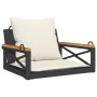 Schaukelbank mit schwarzen synthetischen Rattankissen 63x62x40 cm von vidaXL, Gartenbänke - Ref: Foro24-368173, Preis: 79,82 ...