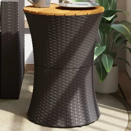 Drum-shaped garden table synthetic rattan and black wood by vidaXL, Garden tables - Ref: Foro24-368296, Price: 73,86 €, Disco...