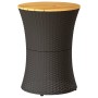 Mesa de jardín forma de tambor ratán sintético y madera negro