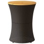 Mesa de jardín forma de tambor ratán sintético y madera negro