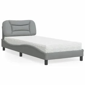 Bett mit hellgrauer Stoffmatratze 90x190 cm von vidaXL, Betten und Lattenroste - Ref: Foro24-3208499, Preis: 278,42 €, Rabatt: %
