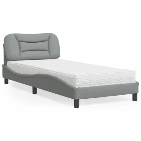 Bed with light gray fabric mattress 90x190 cm by vidaXL, Beds and slatted bases - Ref: Foro24-3208499, Price: 279,04 €, Disco...