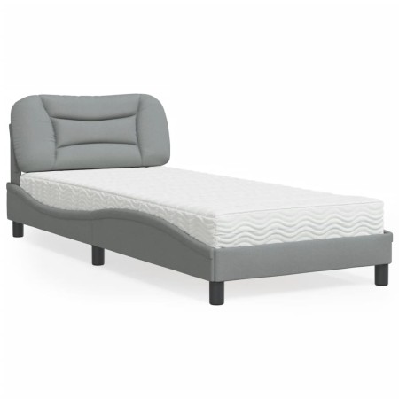 Bett mit hellgrauer Stoffmatratze 90x190 cm von vidaXL, Betten und Lattenroste - Ref: Foro24-3208499, Preis: 282,12 €, Rabatt: %