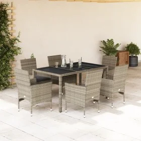 7-piece garden dining set with PE rattan and gray glass cushions by vidaXL, Garden sets - Ref: Foro24-3278576, Price: 502,67 ...