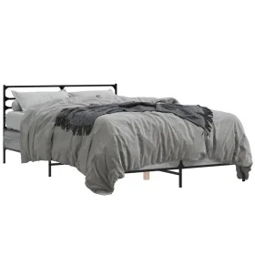 Estructura cama madera ingeniería metal gris Sonoma 140x200 cm de vidaXL, Camas y somieres - Ref: Foro24-3280045, Precio: 140...