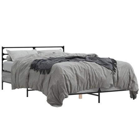 Estructura cama madera ingeniería metal gris Sonoma 140x200 cm de vidaXL, Camas y somieres - Ref: Foro24-3280045, Precio: 141...