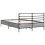 Estructura cama madera ingeniería metal gris Sonoma 140x200 cm de vidaXL, Camas y somieres - Ref: Foro24-3280045, Precio: 141...