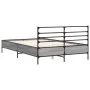 Sonoma gray metal engineered wood bed frame 140x200 cm by vidaXL, Beds and slatted bases - Ref: Foro24-3280045, Price: 140,09...