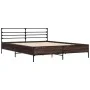 Estructura cama madera ingeniería metal marrón roble 150x200 cm de vidaXL, Camas y somieres - Ref: Foro24-3280051, Precio: 14...