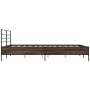 Estructura cama madera ingeniería metal marrón roble 150x200 cm de vidaXL, Camas y somieres - Ref: Foro24-3280051, Precio: 14...